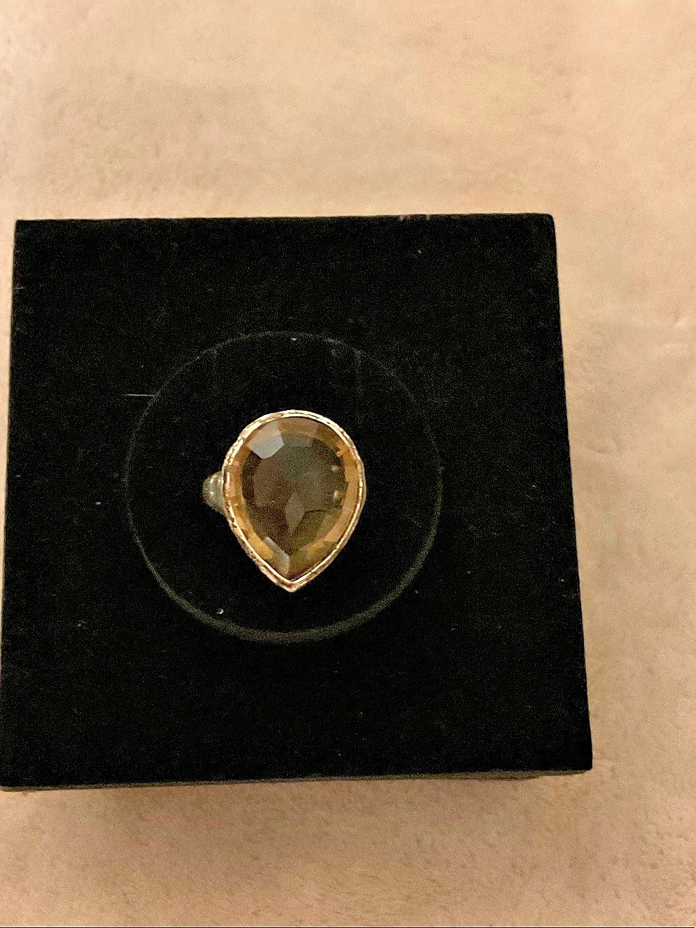 Brown Stone Gold-Tone Ring Like New
